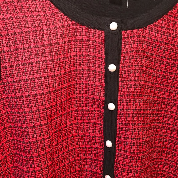 NWT Karl Lagerfeld Paris Red Plaid Cardigan Sz M - Picture 3 of 6